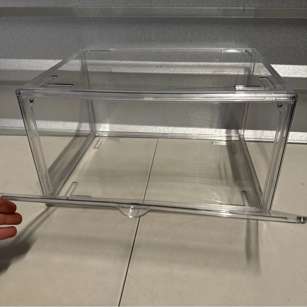 6x Clear Magnetic Shoe Storage Boxes Drop Front Sneaker Organizer Stackable